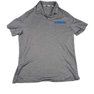 Travis Mathew Polo Shirt Mens XL Gray Blue Black Torrey Pines Golf Pocket Button